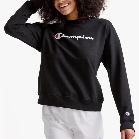 Champion women’s sweatshirt black crew neck powerblend Small NWT - Picture 2 of 5